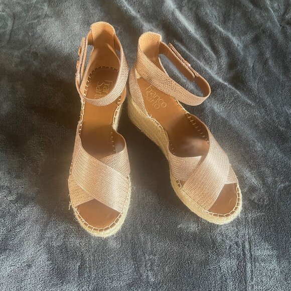 Gently Worn Franco Sarto Rose Gold Carma Espadrilles size 7.5 - Picture 1 of 4